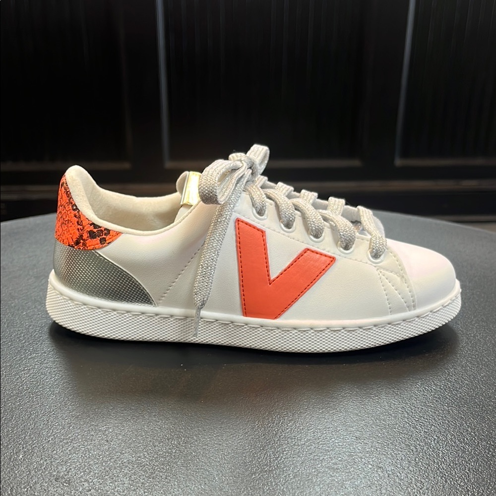 Women's White and Orange Sneakers